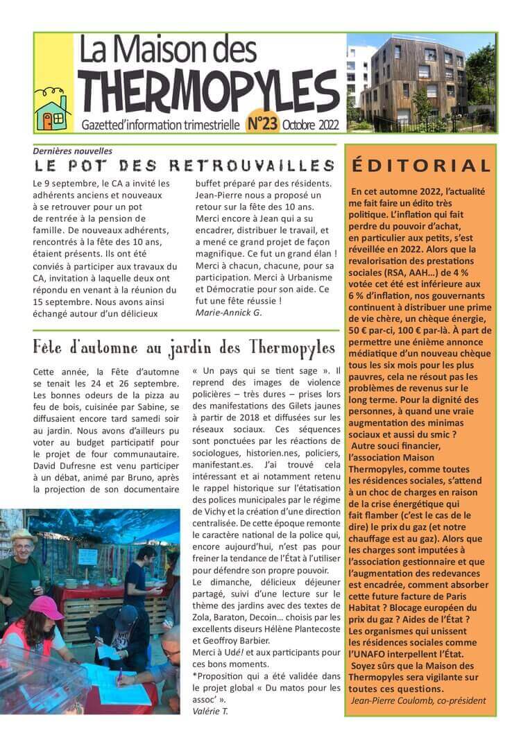 Gazette 23 | La Maison des Thermopyles