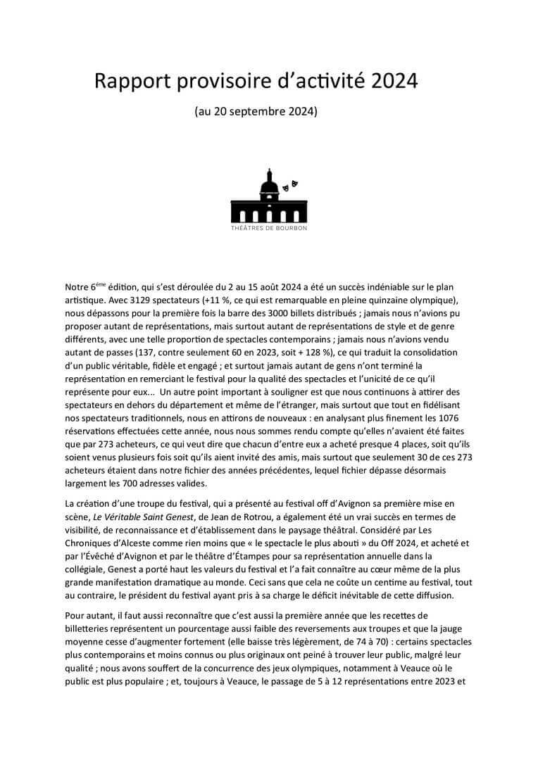 rapport d'activité 2024 | Théâtres de Bourbon