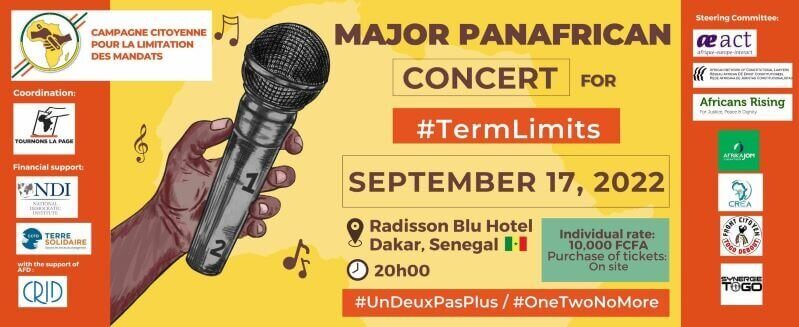 Save the date : Concert panafricain pour la #Limitation2Mandats | Tournons la Page