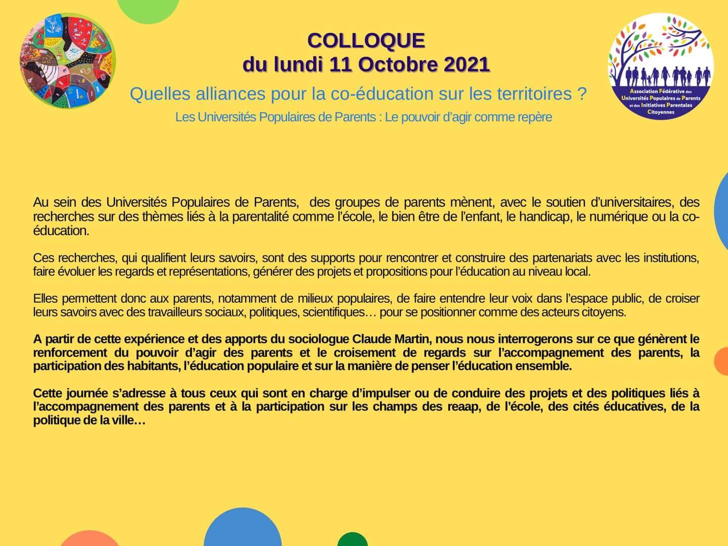 Colloque à la Cité Universitaire Internationale – 2021 | Parents Citoyens