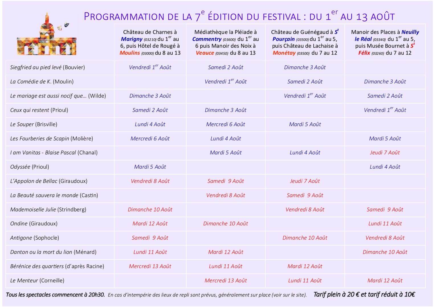 vue d'ensemble programmation 2025 | Théâtres de Bourbon