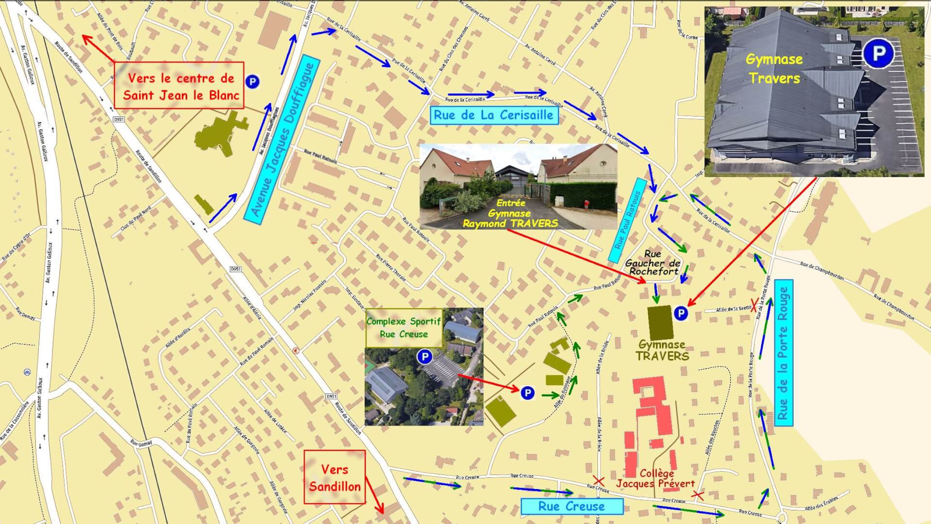 Extérieur ou Gymnase Raymond Travers Salle Saphir ou Emeraude | GV Saint Jean le Blanc