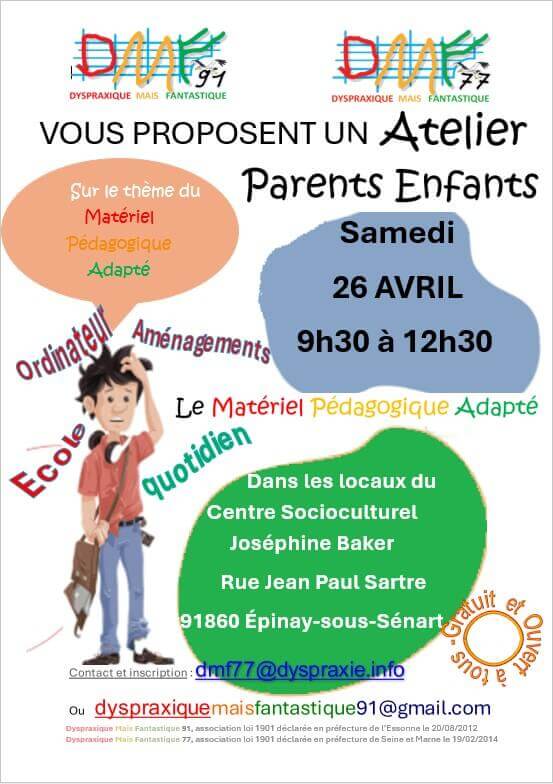 Atelier parents enfants - Matériel pédagogique adapté | FDMF - Fédération Dyspraxique Mais Fantastique