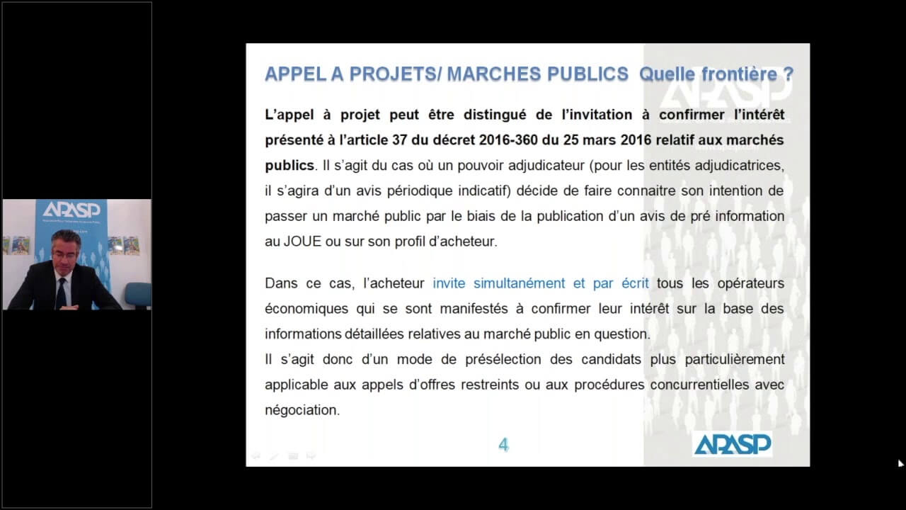 WebConférence APASP 05/02/2018 - Appel à projet et risque de requalification en marchés publics