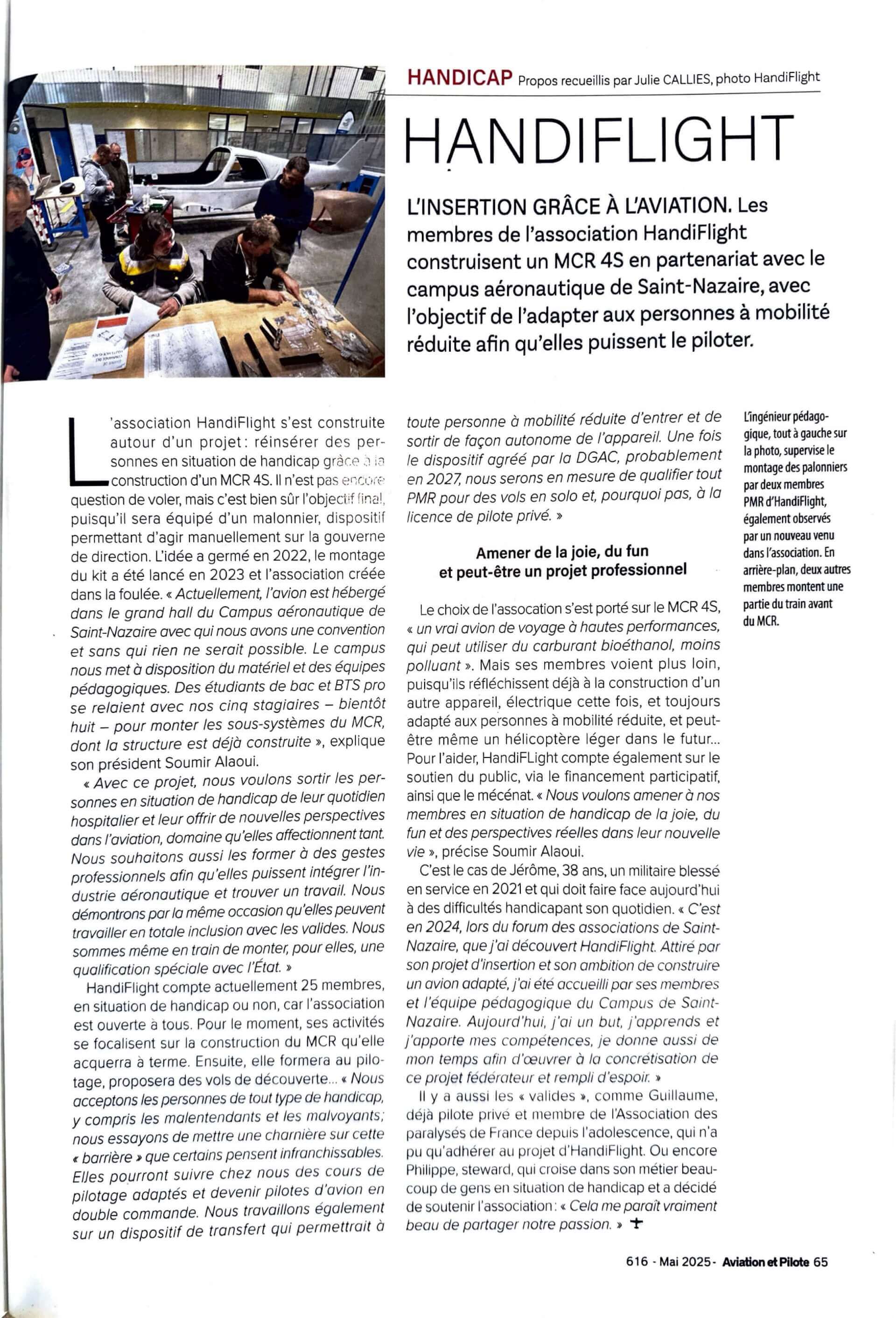 Parution d'un article dans le magazine Aviation et Pilote | Handiflight