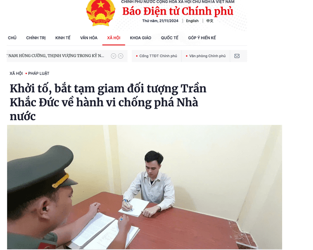 Chí hữu Trần Khắc Đức không phải là nạn nhân đầu tiên của Điều luật 117 | Vietnam Fraternité