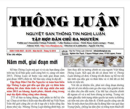 Thông Luận số 275-2012 | Vietnam Fraternité
