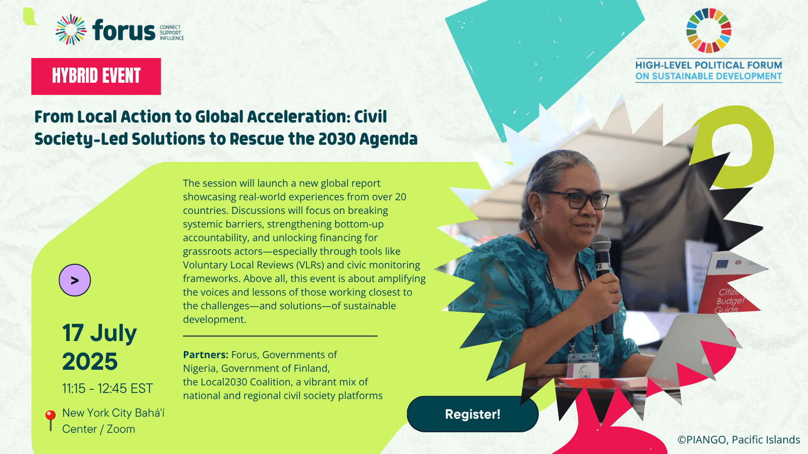 Side Event – “From Local Action to Global Acceleration: Civil Society-Led Solutions to Rescue the 2030 Agenda” | Forus
