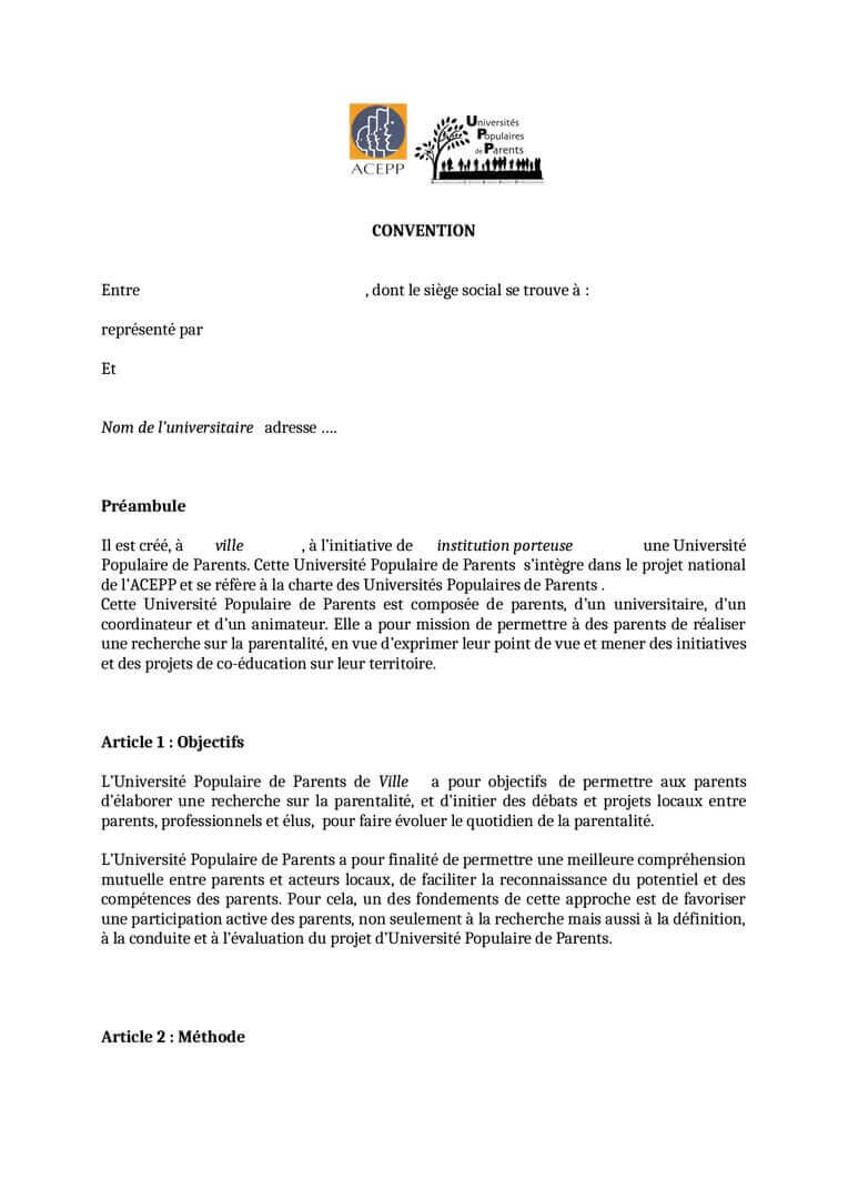 convention upp universitaire | Parents Citoyens