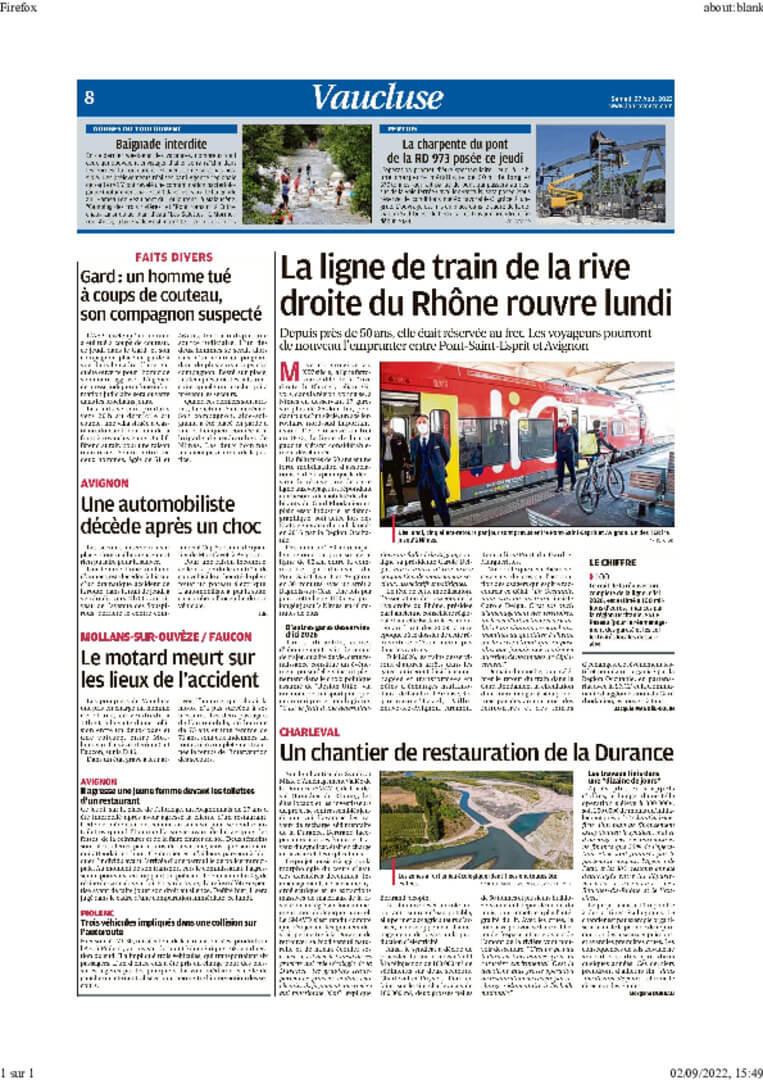 la Provence 27 08 22 restauration Durance Charleval | AEQV