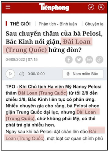 Đài Loan  trở về vị trí Đài Loan theo truyền thông nhà nước | Vietnam Fraternité