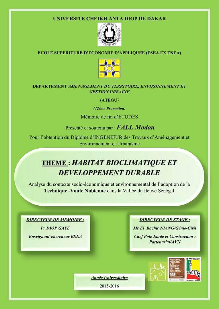 Analyse du contexte socio-économique et environnemental de l’adoption de la Technique Voûte Nubienne dans la Vallée du fleuve Sénégal | La Voûte Nubienne