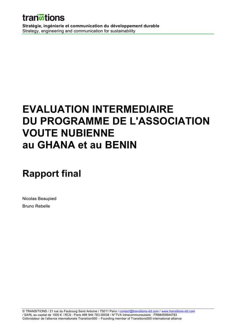 Évaluation intermédiaire du programme d’AVN au Bénin et au Ghana | La Voûte Nubienne