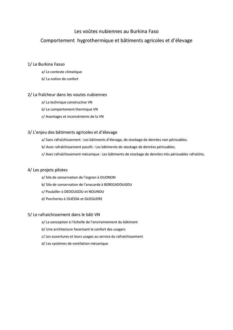 Les voûtes nubiennes au Burkina Faso - Comportement hygrothermique et bâtiments agricoles et d’élevage | La Voûte Nubienne