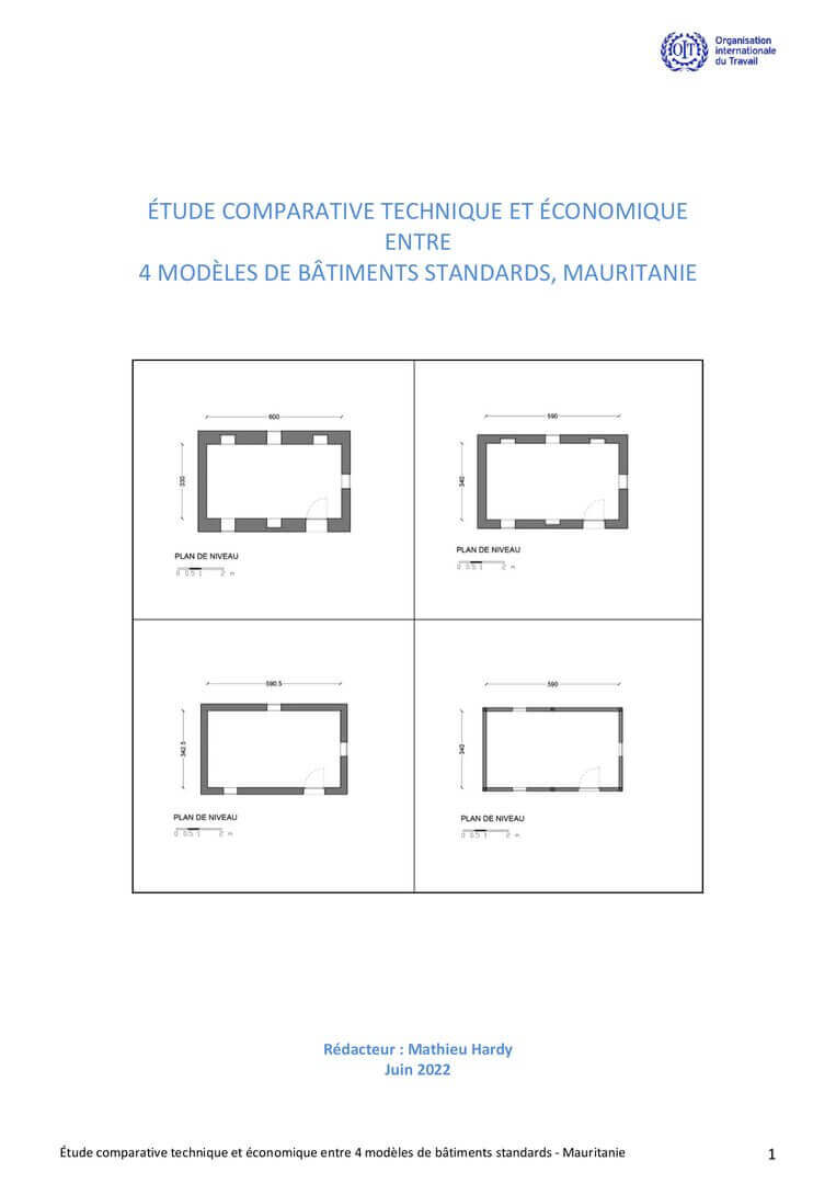 Étude comparative technique et économique entre 4 modèles de bâtiments standard, Mauritanie | La Voûte Nubienne