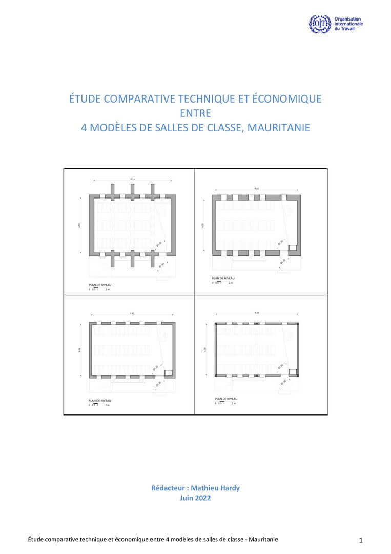 Étude comparative technique et économique entre 4 modèles de salles de classe, Mauritanie | La Voûte Nubienne