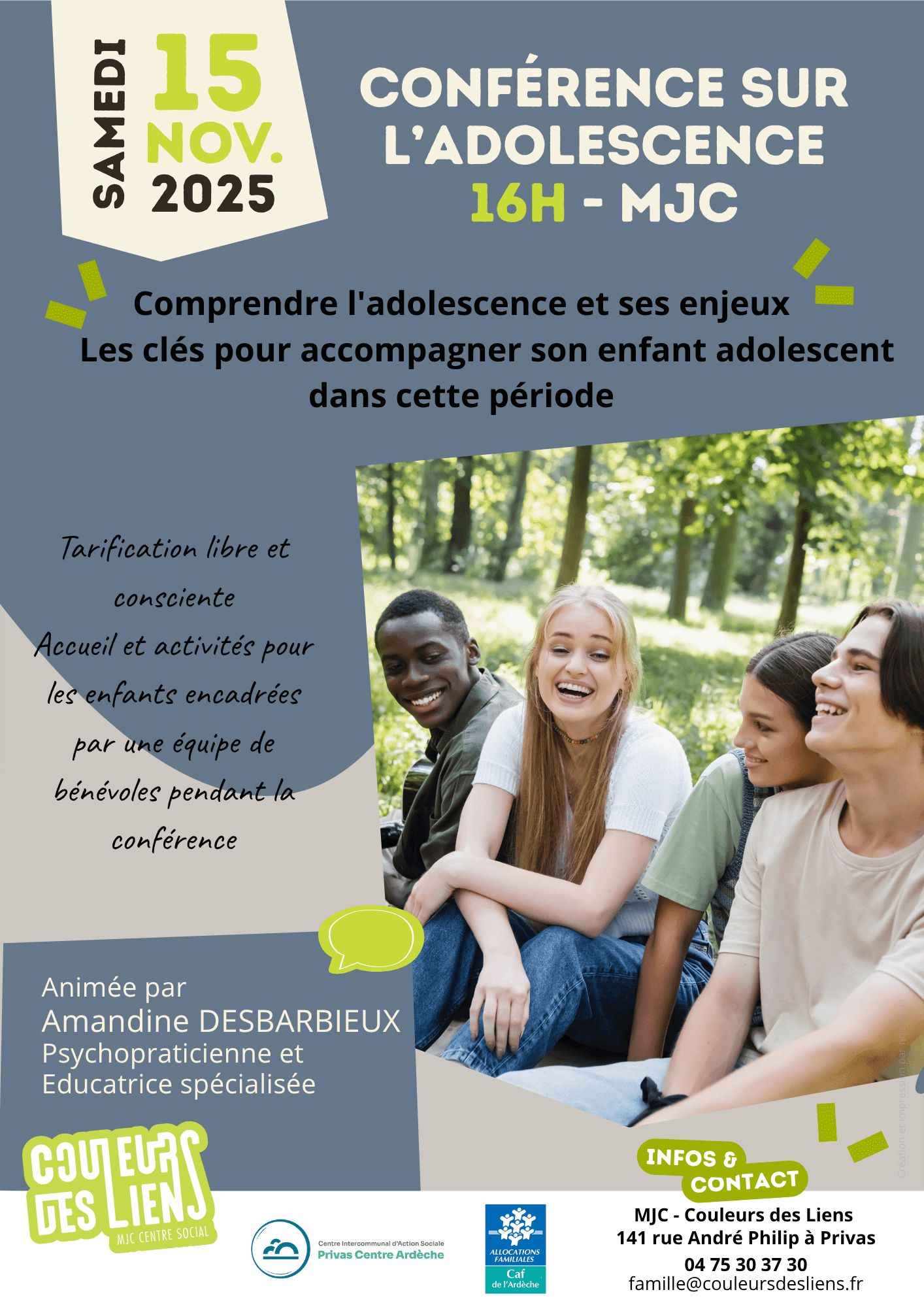 Conférence : "Comprendre l'adolescence et ses enjeux" | Couleurs des Liens
