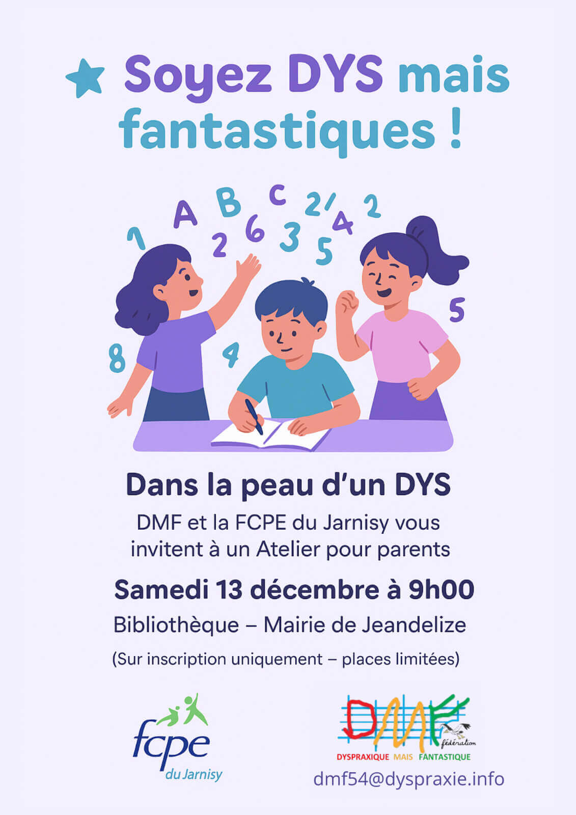 DMF54 Atelier “Dans la peau d’un DYS” – Jarnisy | FDMF - Fédération Dyspraxique Mais Fantastique