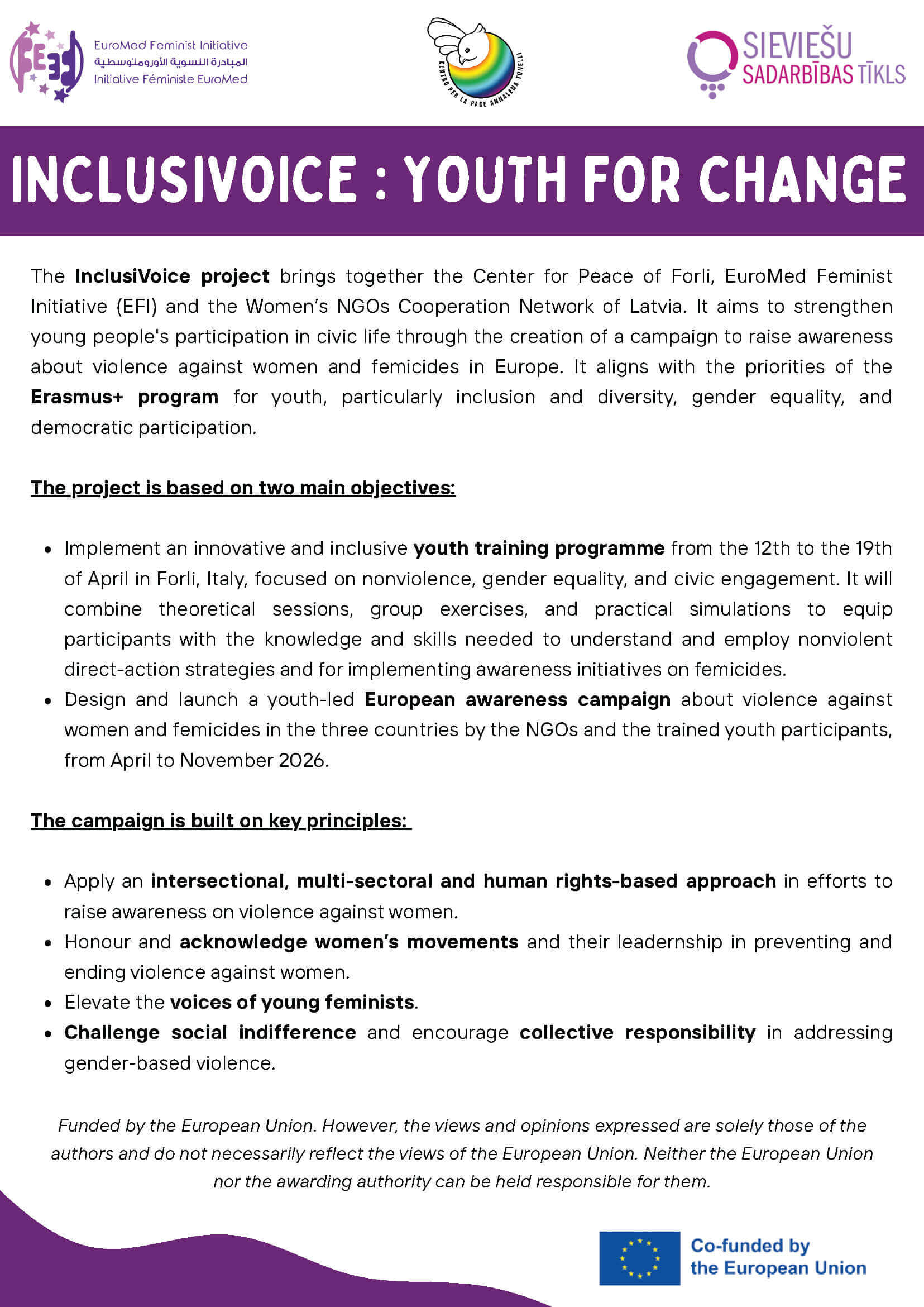 InclusiVoice project | EFI - EuroMed Feminist Initiative
