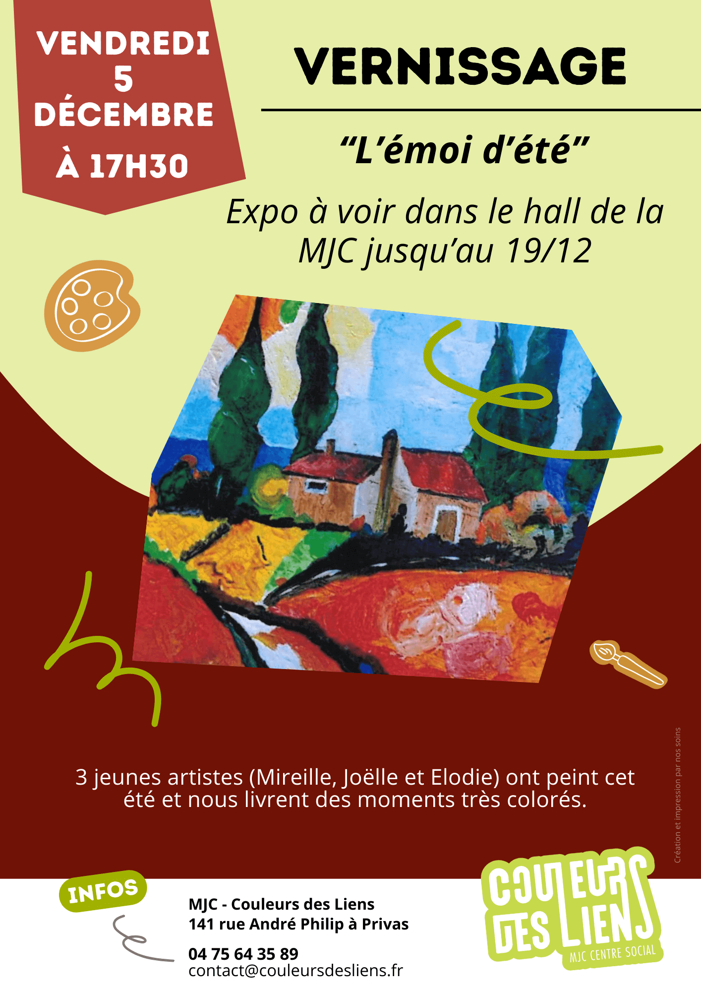 Vernissage de l'exposition de décembre : "L'émoi d'été" | Couleurs des Liens