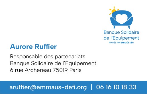 Carte de visite BSE Aurore Ruffier | Emmaüs Défi