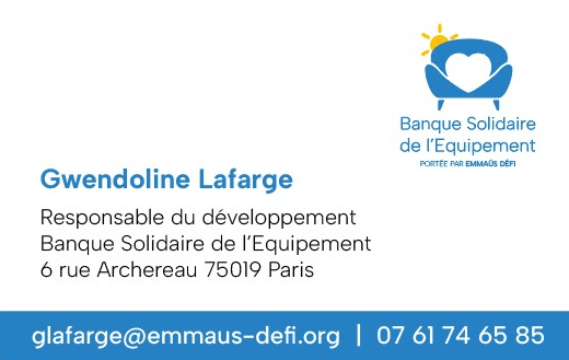 Carte de visite BSE Gwendoline Lafarge | Emmaüs Défi