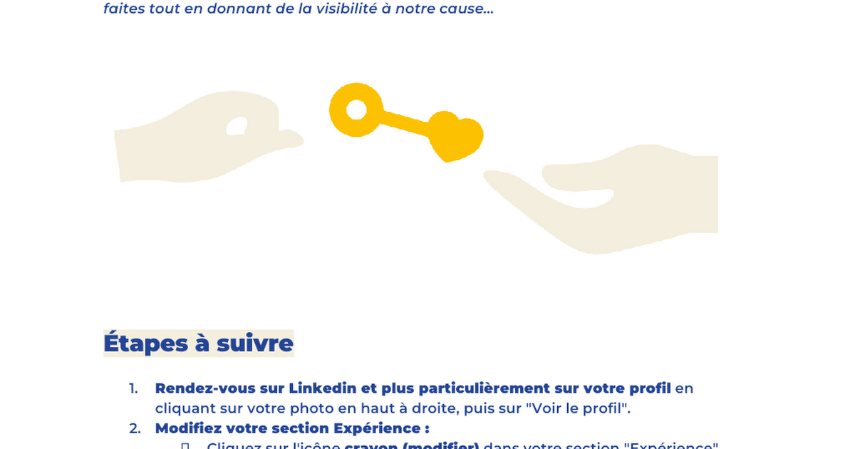 Tutoriel LinkedIn pour mettre la BSE en expérience | Emmaüs Défi