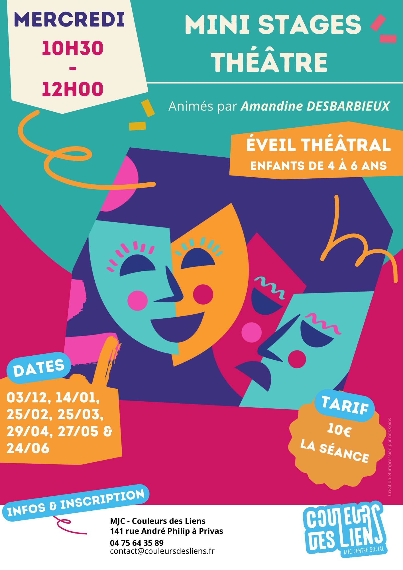 Mini stage éveil théâtral à destination des enfants de 4 à 6 ans | Couleurs des Liens