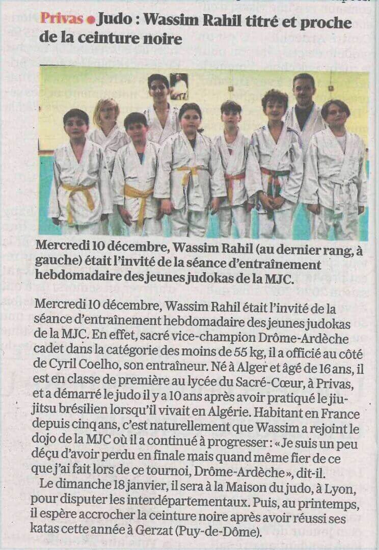Article du Dauphiné Libéré du 12/12/2025 - Judo | Couleurs des Liens