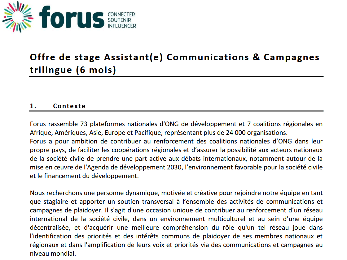 Trilingual Communications & Campaigns Assistant | Forus