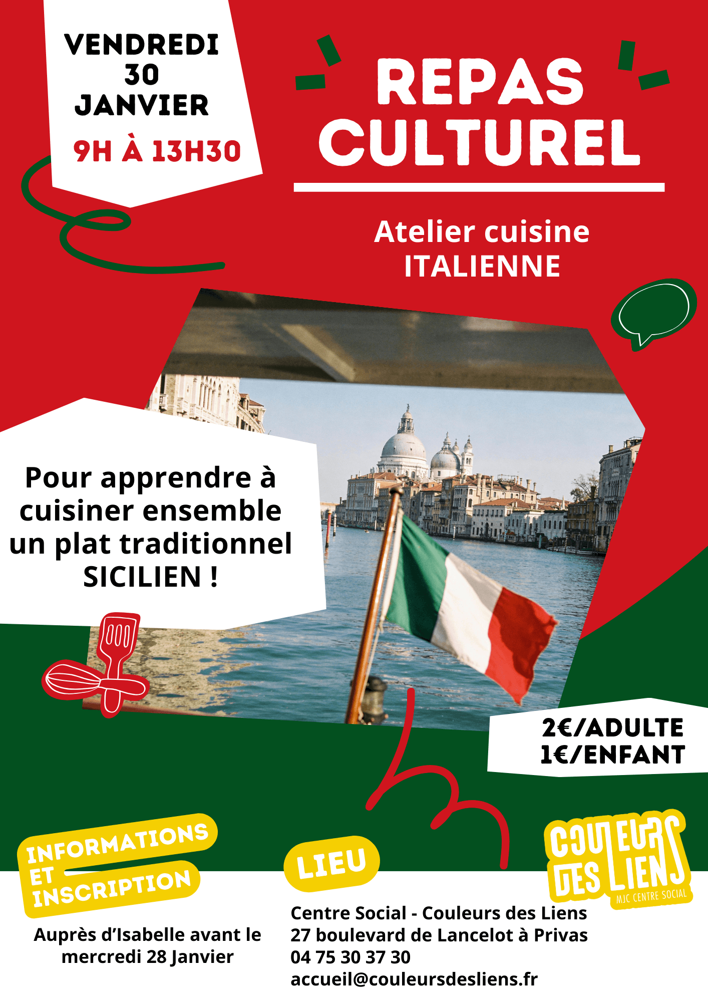 Repas culturel : atelier de cuisine Sicilienne | Couleurs des Liens