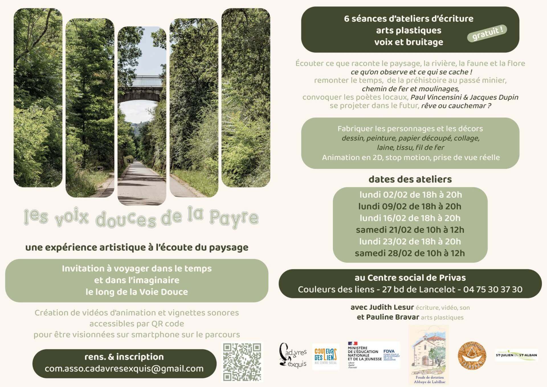 Début des ateliers de création artistique -  "Les Voix douces de la Payre : une expérience artistique à l’écoute du paysage" | Couleurs des Liens