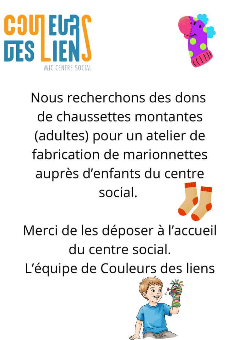 Appel à dons – atelier marionnettes | Couleurs des Liens