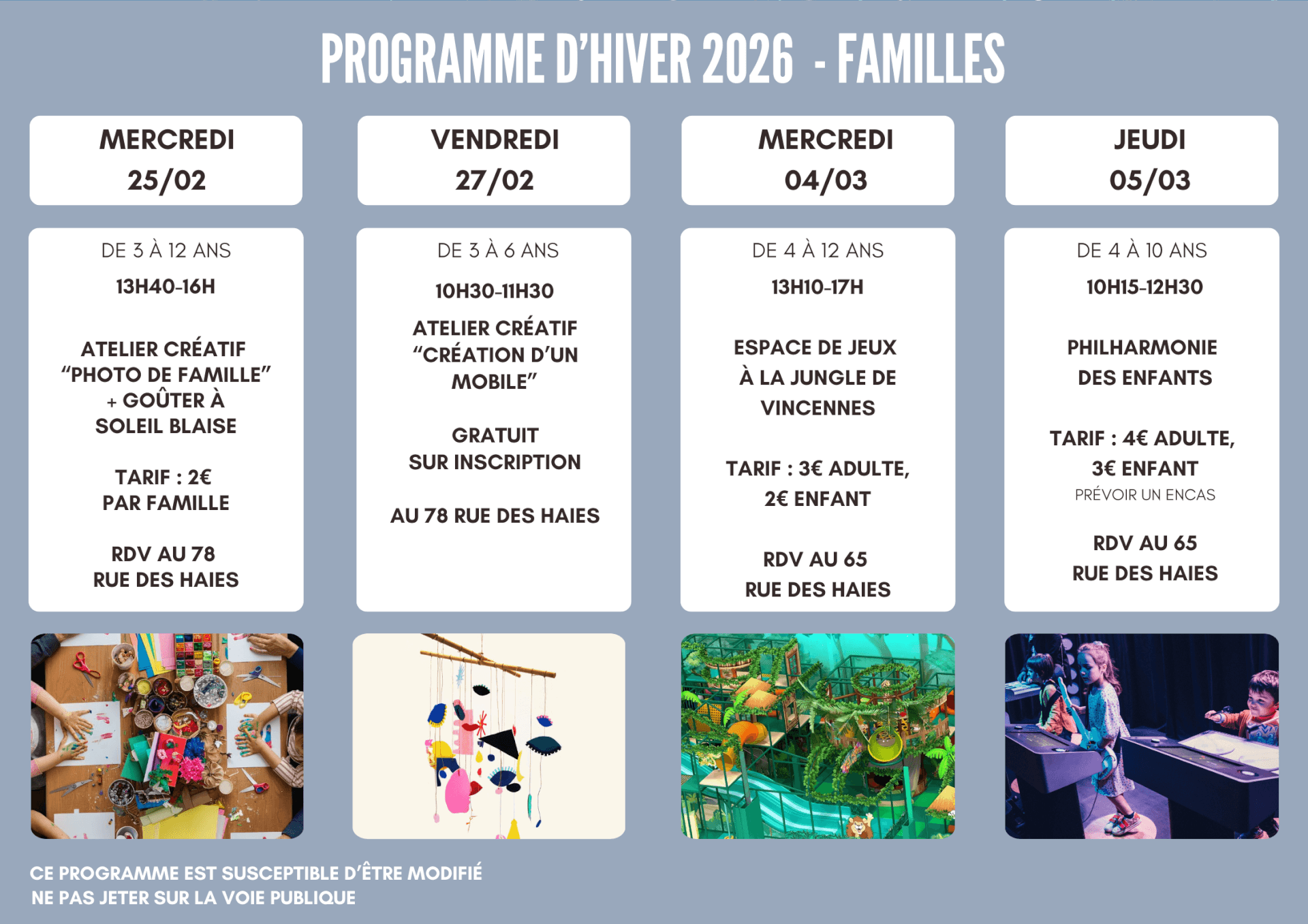 Programme vacances familles | Etincelles