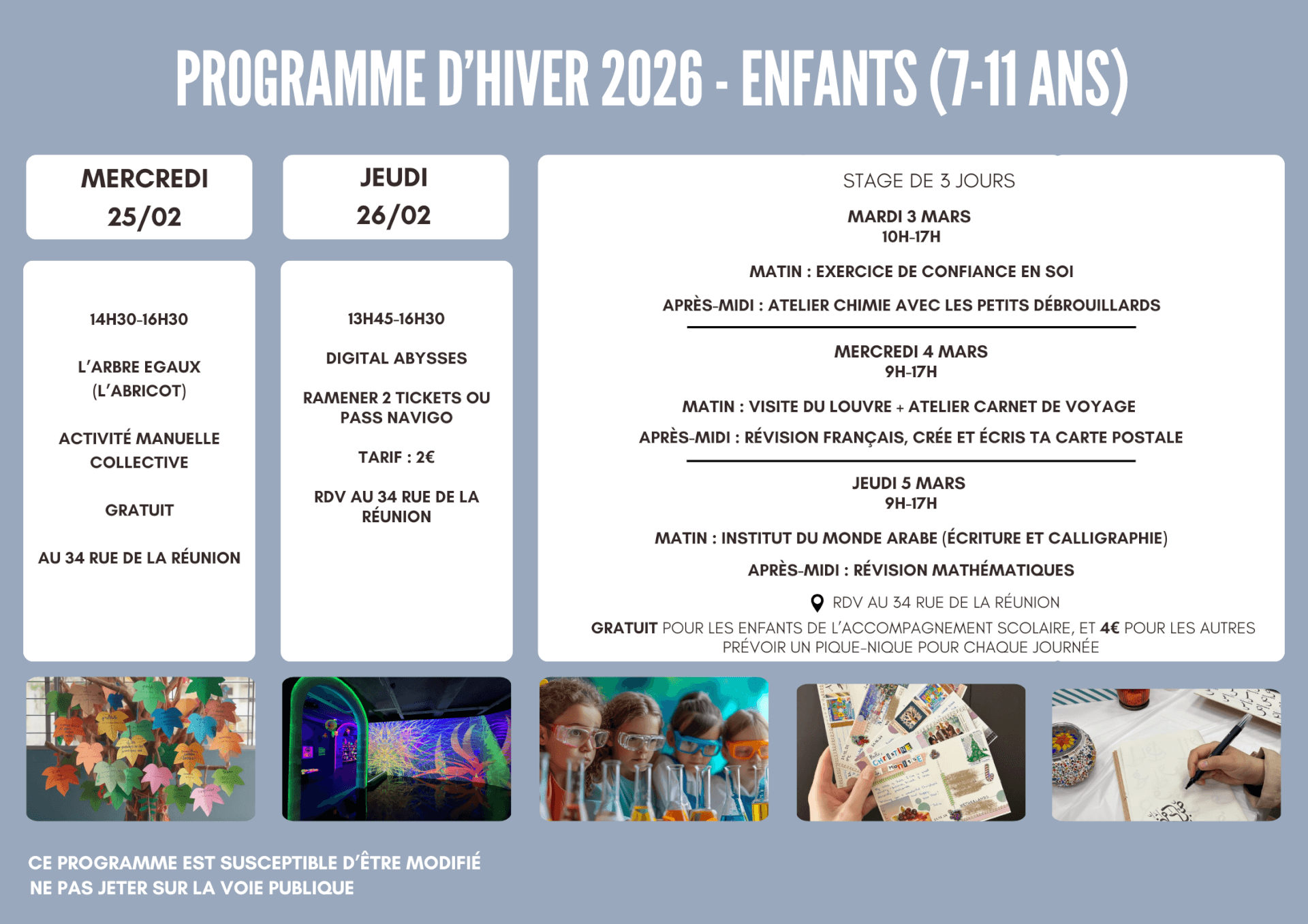 Programme vacances enfants | Etincelles