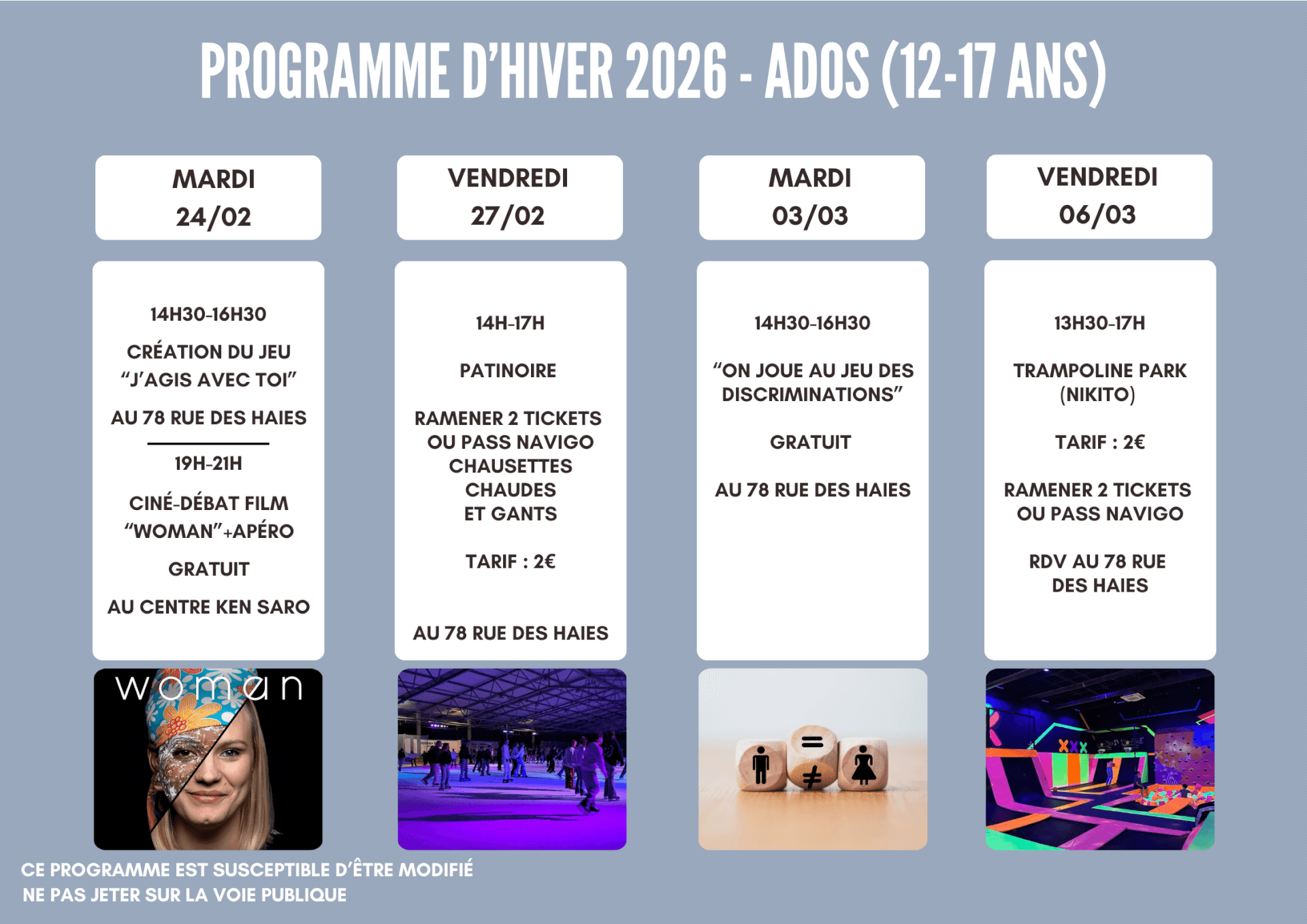 Programme vacances ados | Etincelles