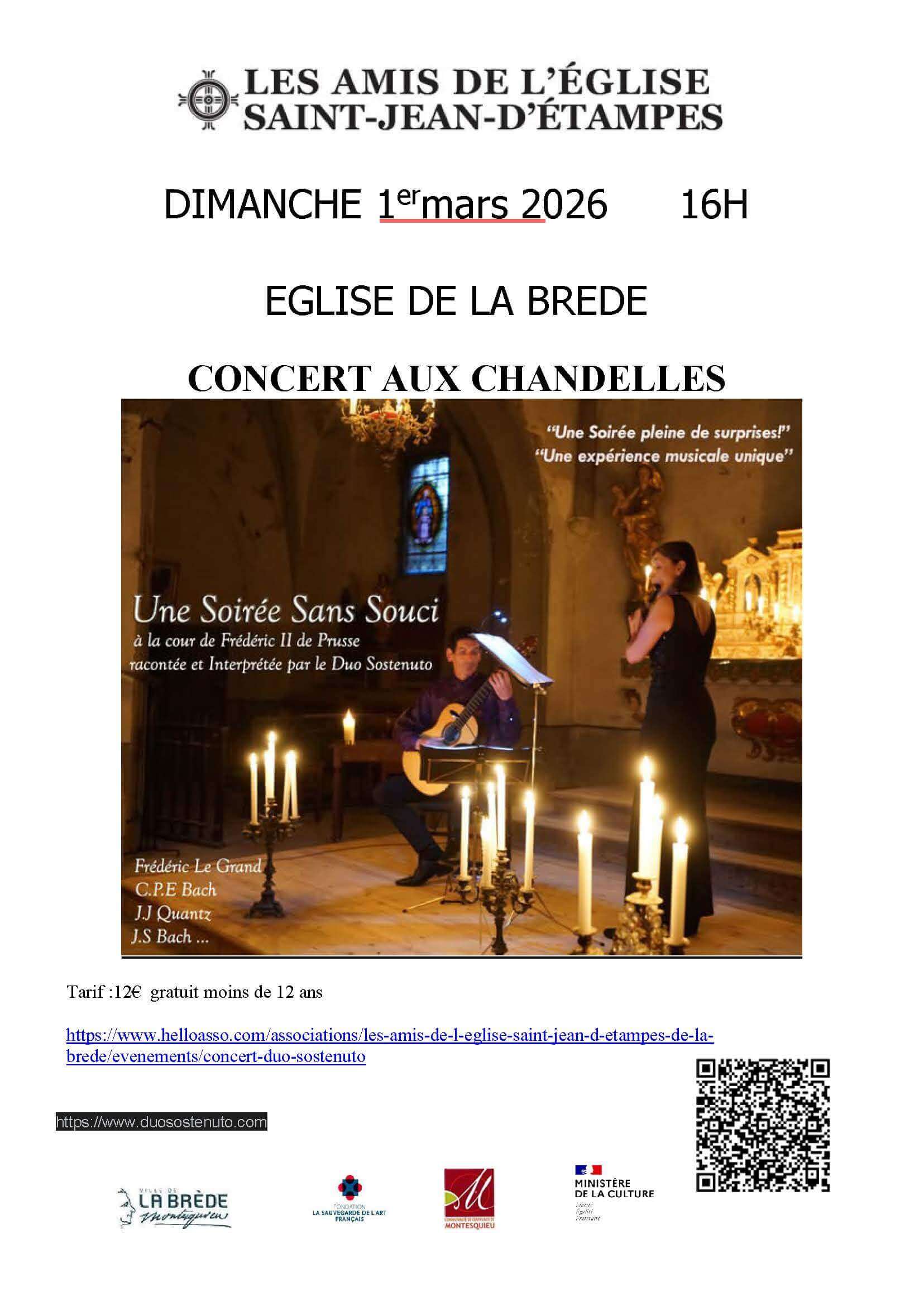 billetterie:https://www.helloasso.com/associations/les-amis-de-l-eglise-saint-jean-d-etampes-de-la-brede/evenements/concert-duo-sostenuto | Association des Amis de l'Eglise Saint Jean d'Etampes de La Brède