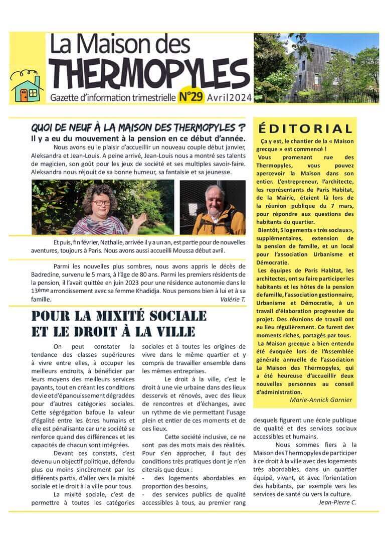 Gazette 29 | La Maison des Thermopyles
