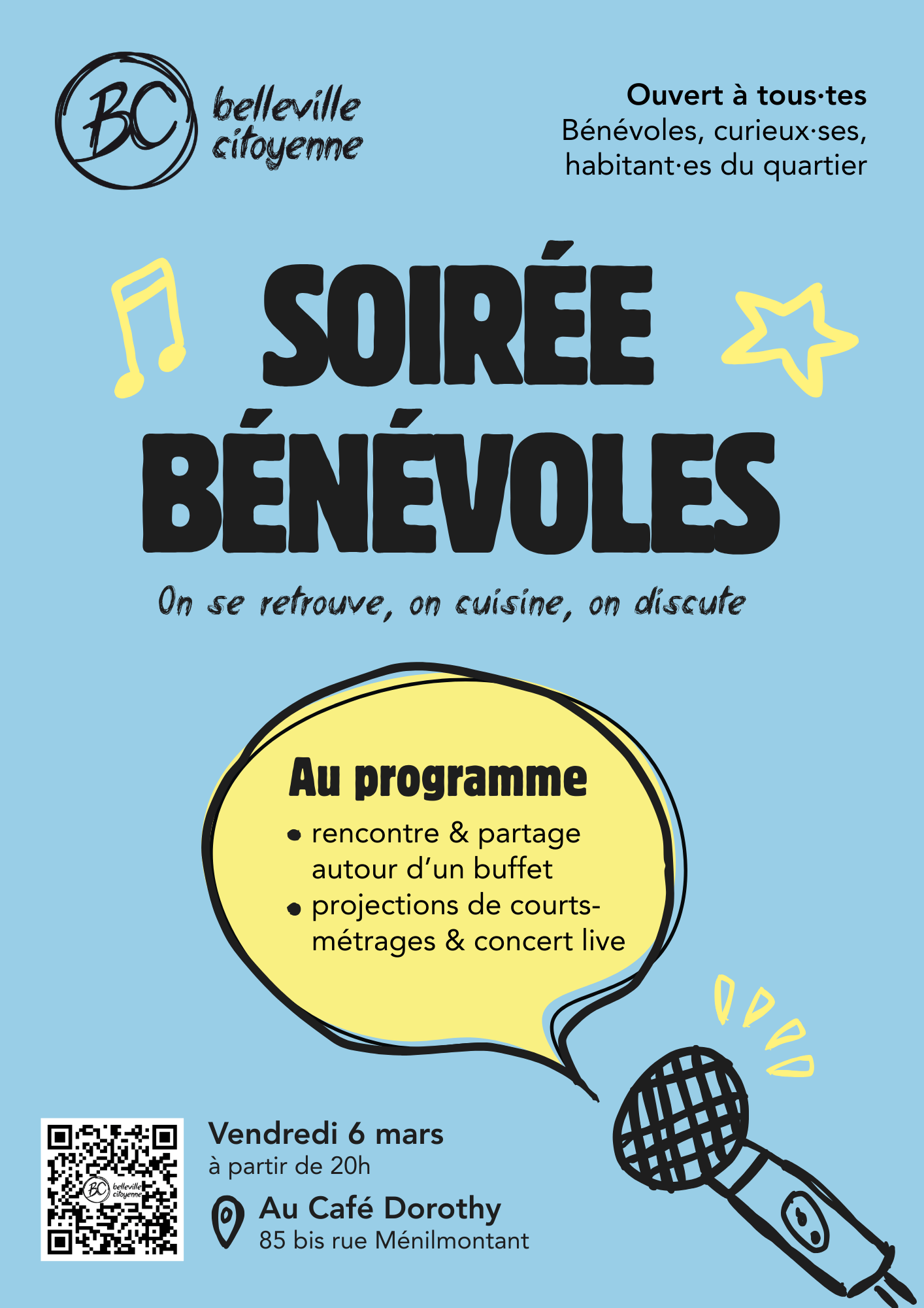 Soirée Bénévoles à Belleville Citoyenne ! | Agenda du quartier