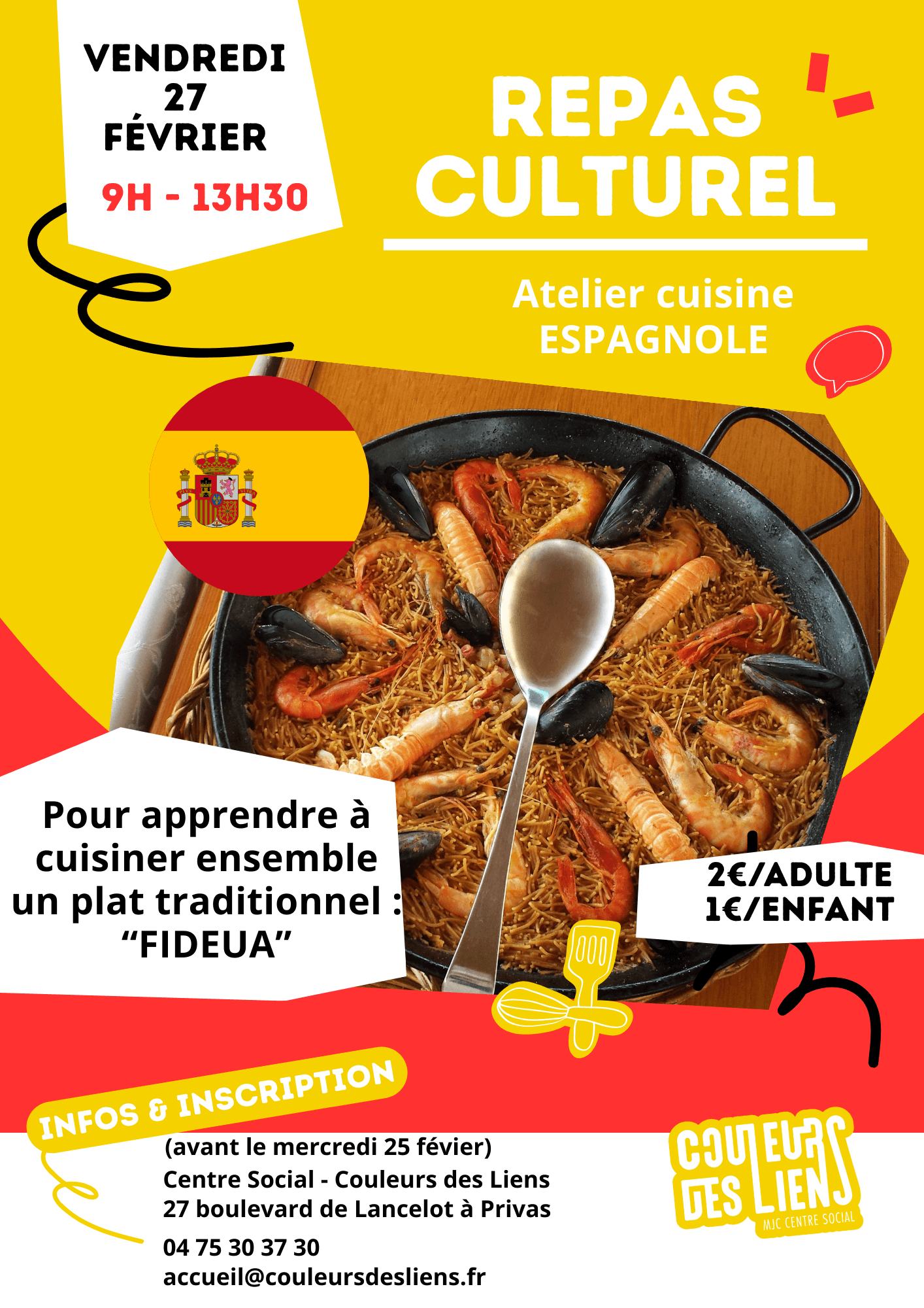 Repas culturel : atelier de cuisine espagnole | Couleurs des Liens