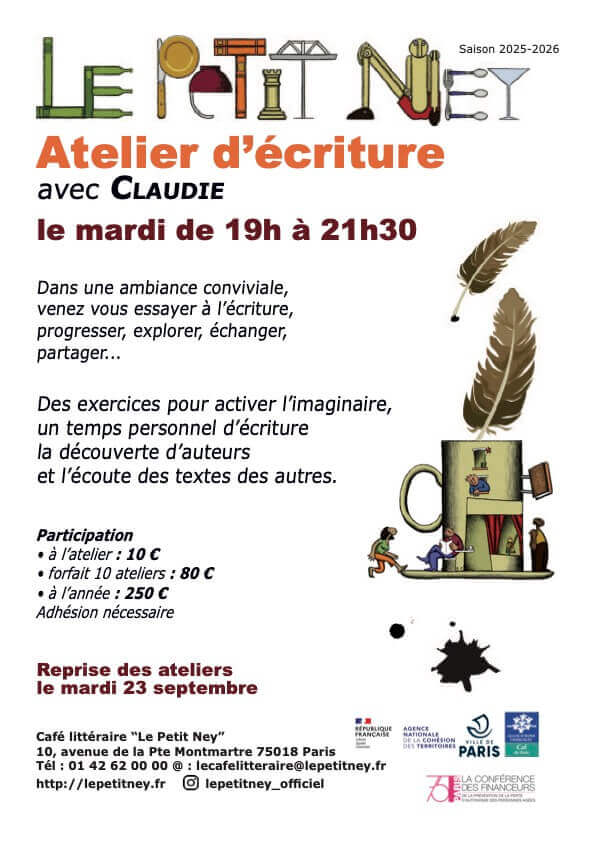Atelier d'écriture hebdomadaire | Agenda du quartier