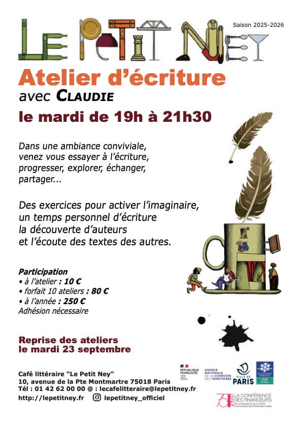 Atelier d'écriture hebdomadaire | Agenda du quartier