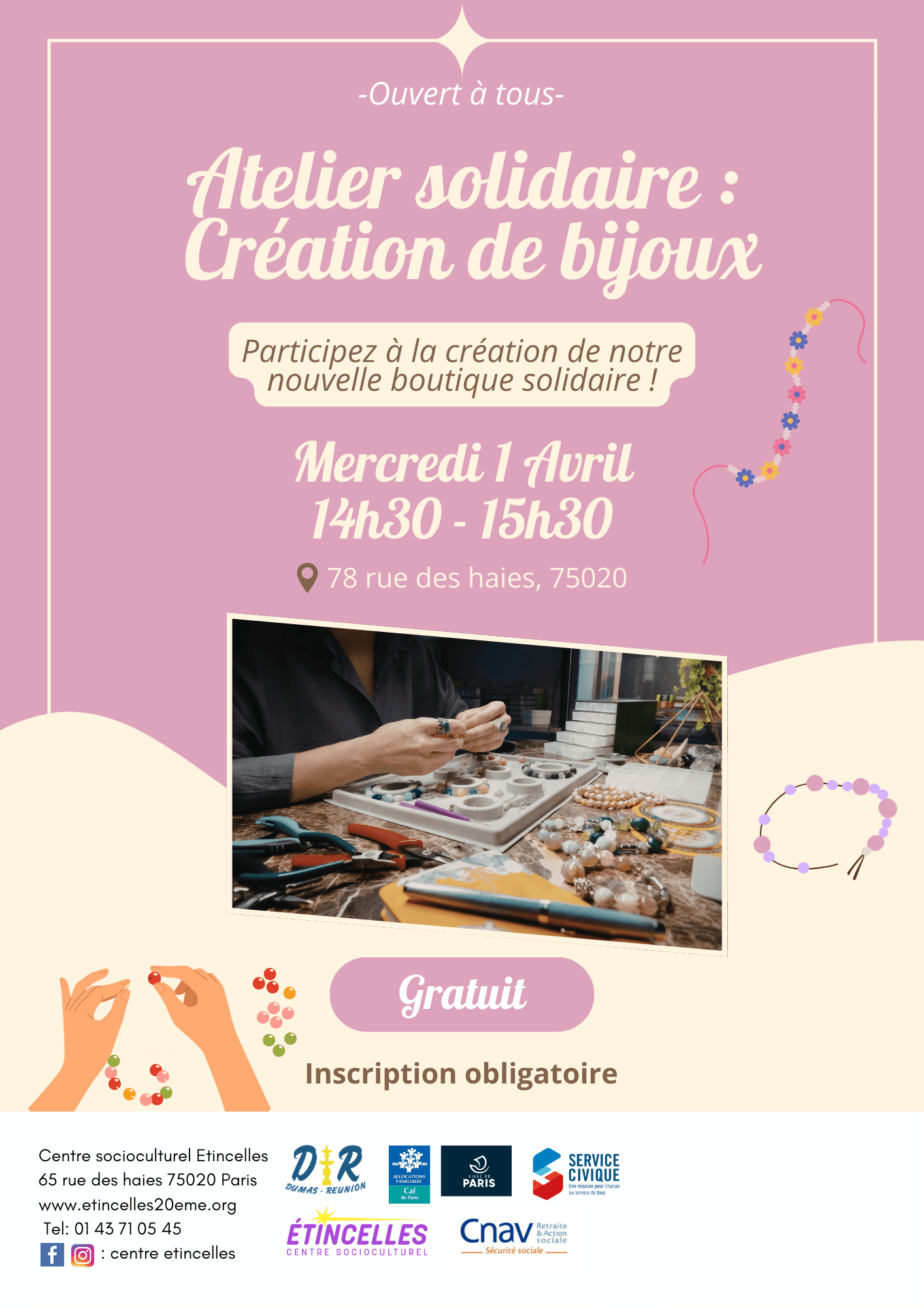 Atelier solidaire : Création de bijoux | Agenda du quartier