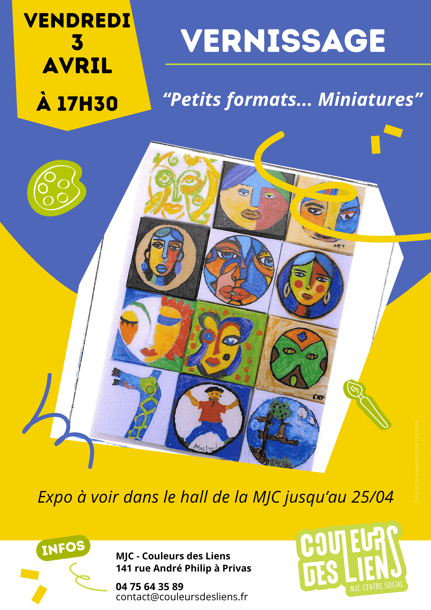 Vernissage de l'expo du mois d'avril : "Petits formats… Miniatures" | Couleurs des Liens