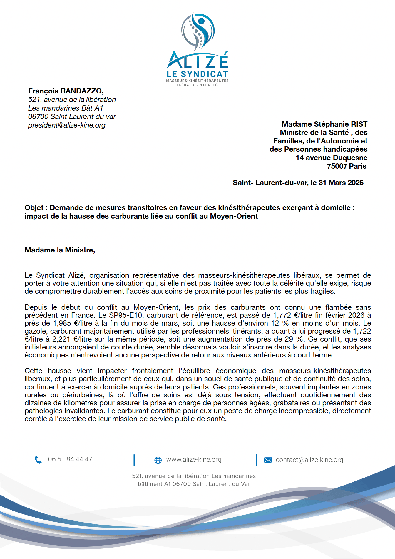 Alizé - Syndicat de kinésithérapeutes